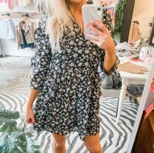 Sale. Black floral chiffon dress